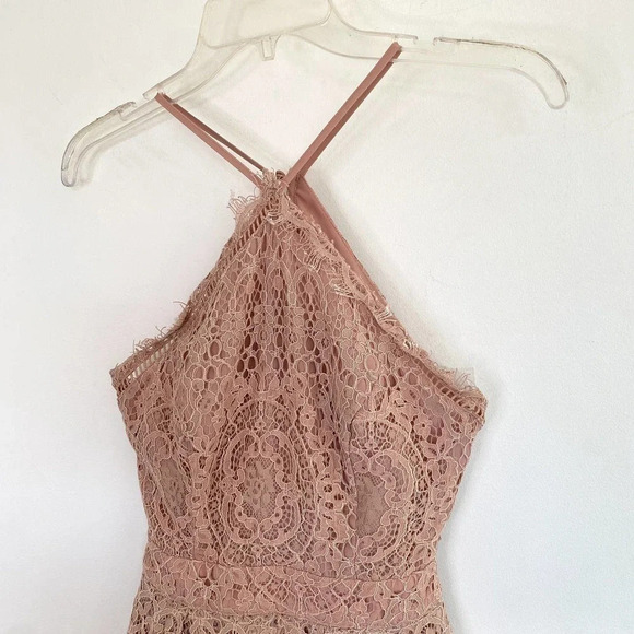 ASOS Blush Pink Lace Pinny Scallop Edge Midi Racerback Formal Dress - Picture 2 of 10